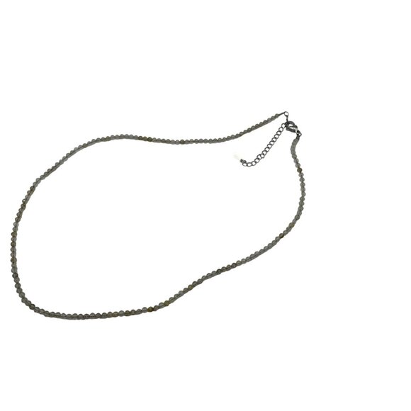 Crystal Beaded Necklace Adjustable Chain Clasp White and Gray Gemstone Design - Picture 6 of 7